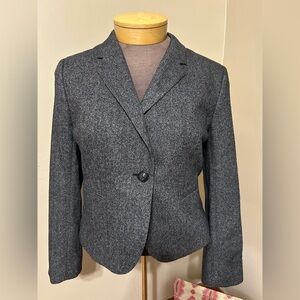 Brooks Brothers Blazer Womens 10 Herringbone Wool  1 Button Long Sleeve Office